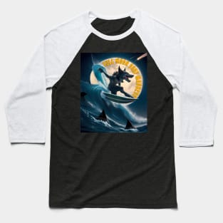 Full Moon Surf Madness, Alpha Werewolf Surfing Baseball T-Shirt